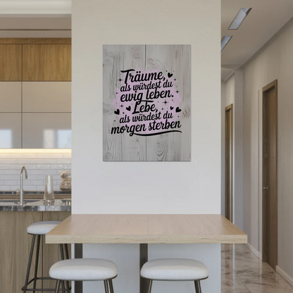 Spruch Fotoboard Magnet Wandbild Träume Lebe Zitat