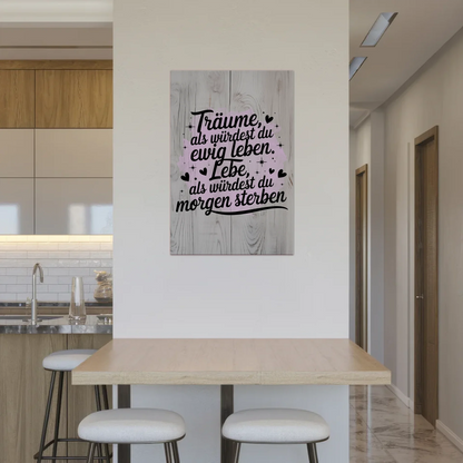 Spruch Fotoboard Magnet Wandbild Träume Lebe Zitat