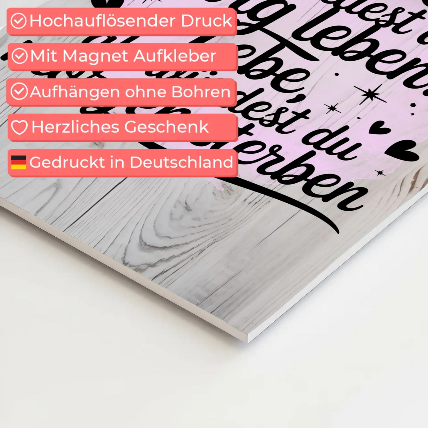 Spruch Fotoboard Magnet Wandbild Träume Lebe Zitat