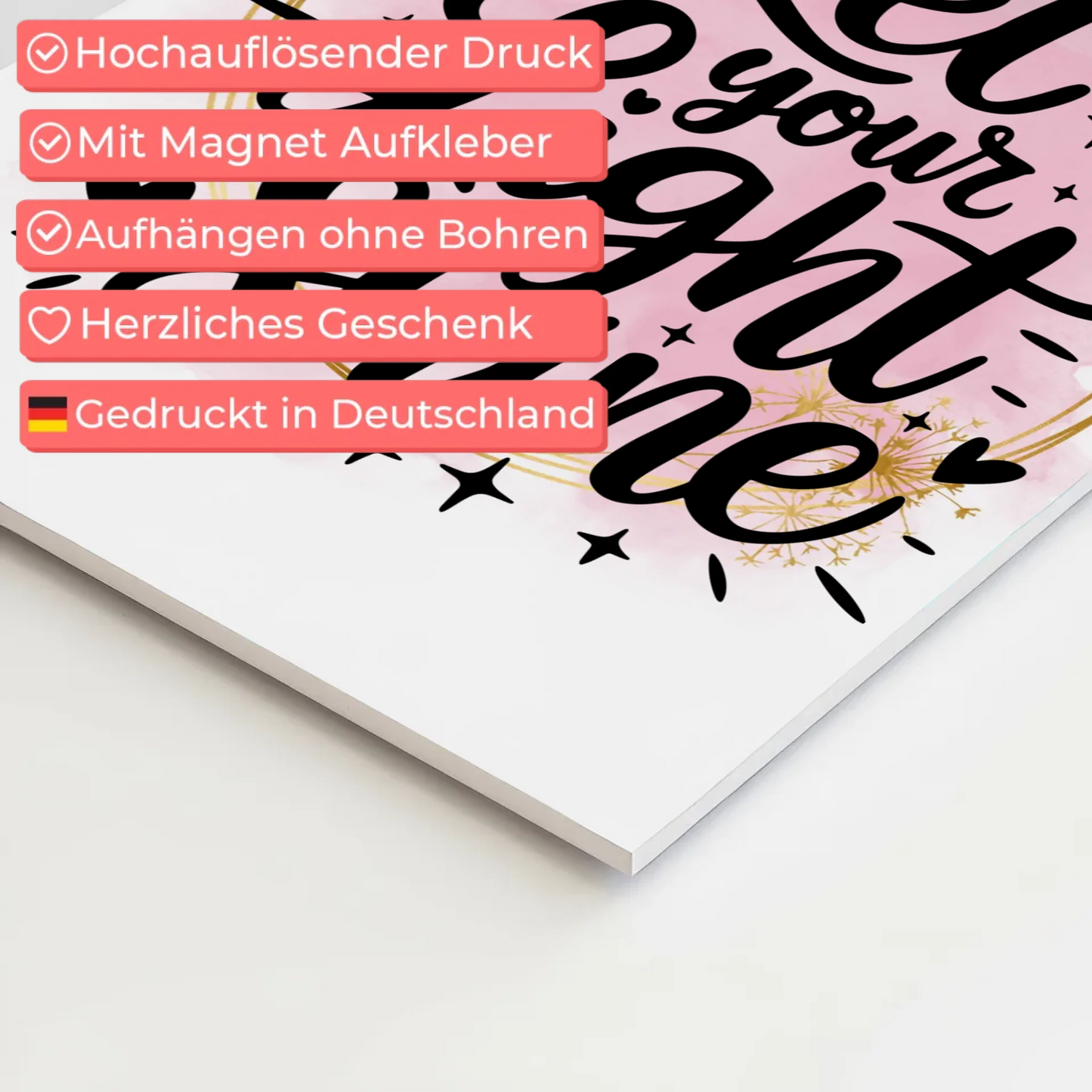 Magnet Poster Spruch Let Your Light Shine Geschenk Fotoboard