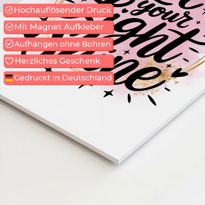 Magnet Poster Spruch Let Your Light Shine Geschenk Fotoboard