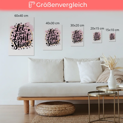 Magnet Poster Spruch Let Your Light Shine Geschenk Fotoboard