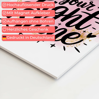 Magnet Poster Spruch Let Your Light Shine Geschenk Fotoboard