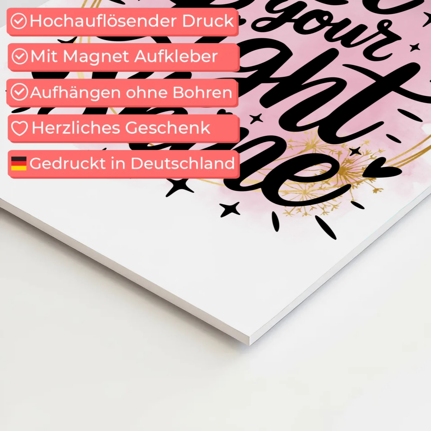 Magnet Poster Spruch Let Your Light Shine Geschenk Fotoboard