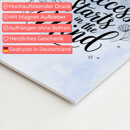 Spruch Fotoboard Magnet Wandbild Success Starts Mind