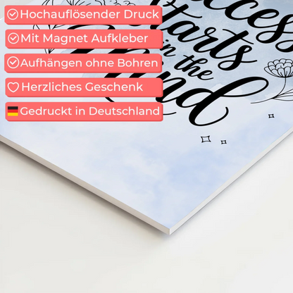 Spruch Fotoboard Magnet Wandbild Success Starts Mind