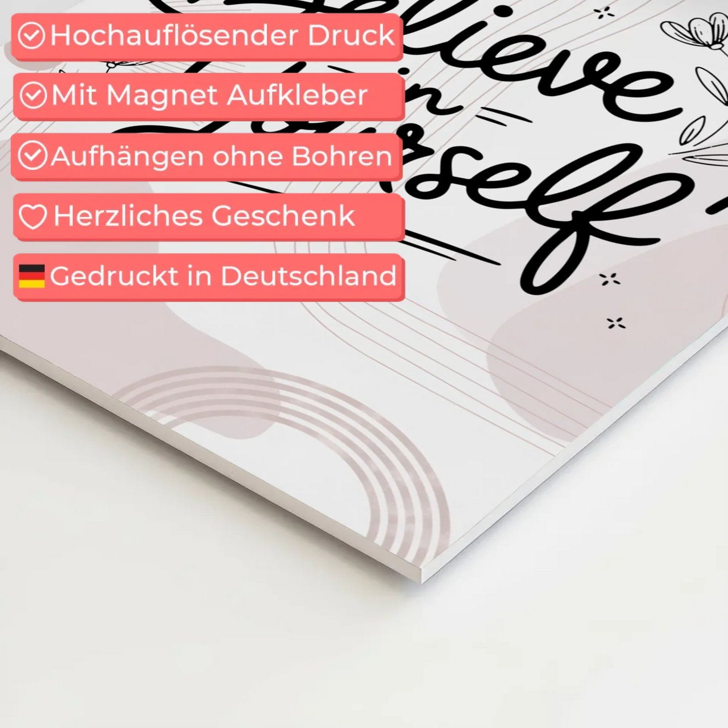 Magnet Poster Spruch Believe in Yourself personalisiert