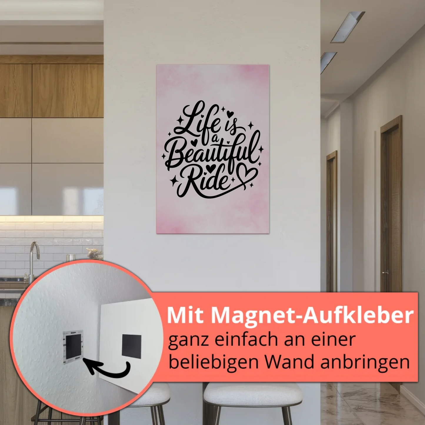 Sprüche Poster Magentisch Life is a Beautiful Ride Geschenk