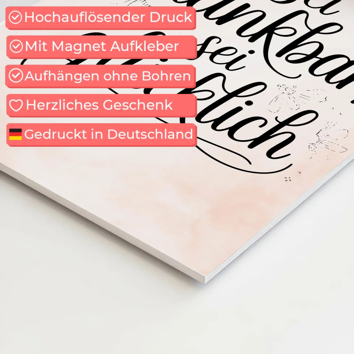 Magnet Poster mit Spruch Sei dankbar sei glücklich