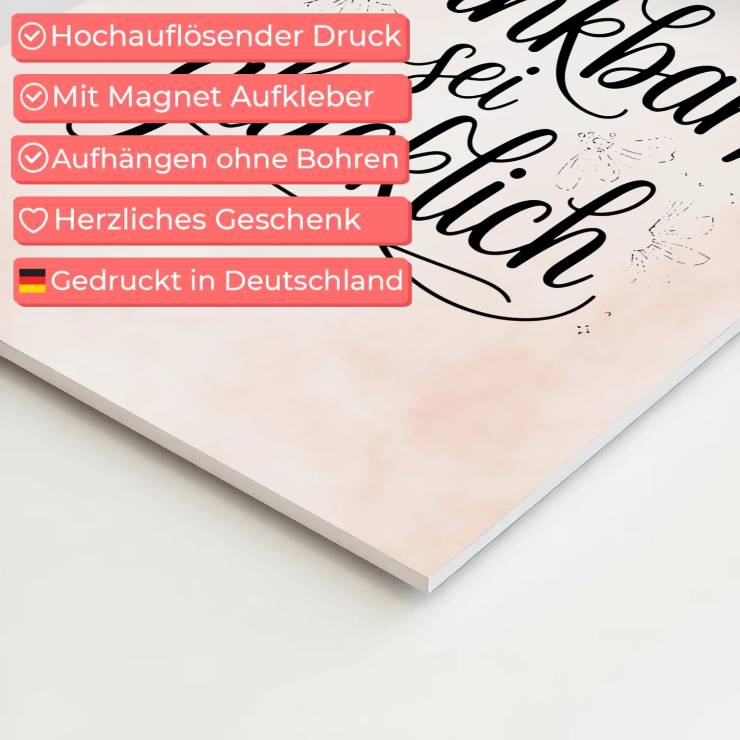 Magnet Poster mit Spruch Sei dankbar sei glücklich