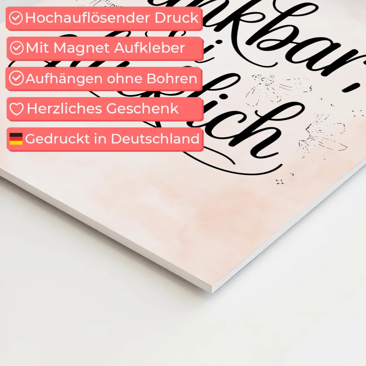 Magnet Poster mit Spruch Sei dankbar sei glücklich