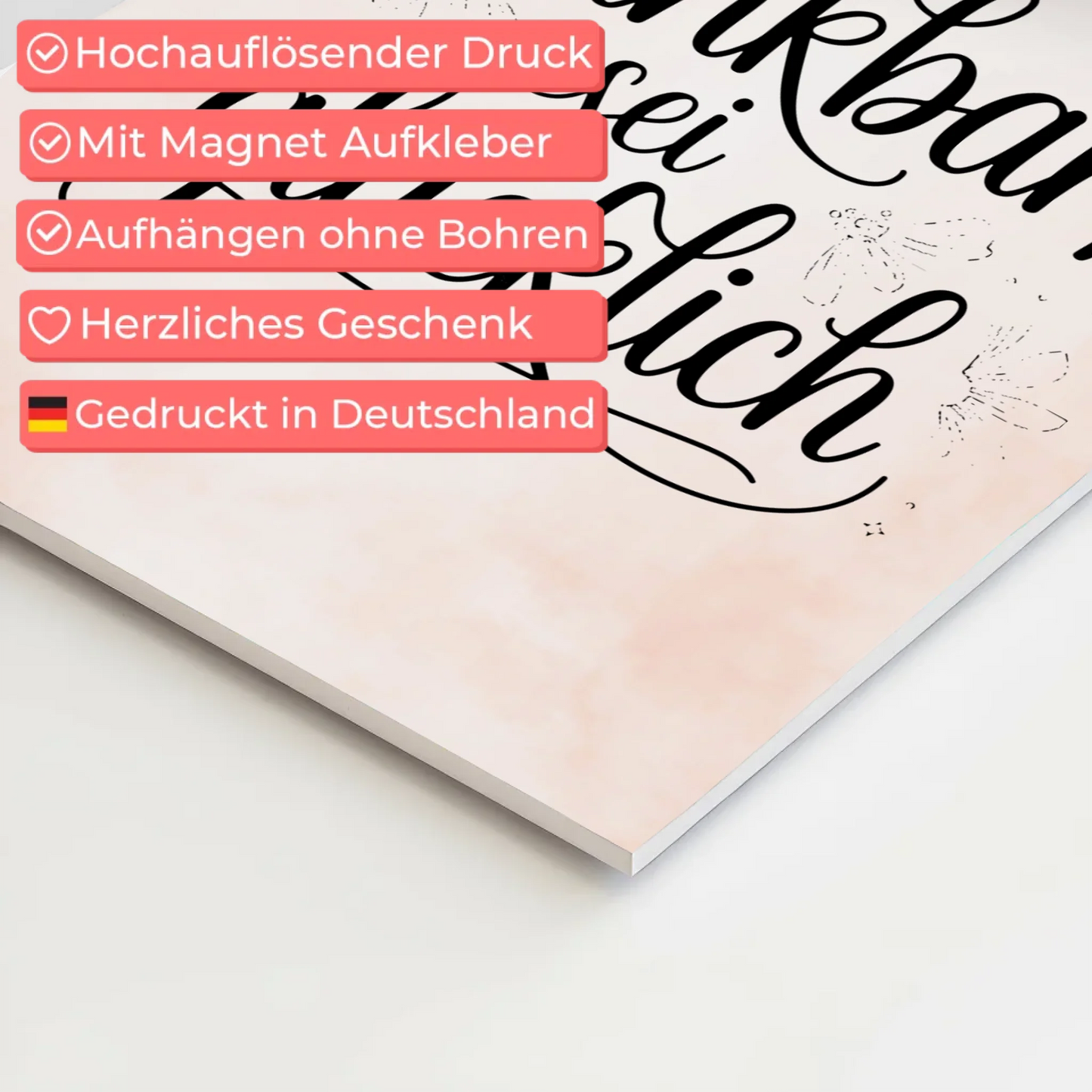 Magnet Poster mit Spruch Sei dankbar sei glücklich