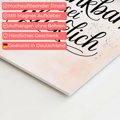 Magnet Poster mit Spruch Sei dankbar sei glücklich