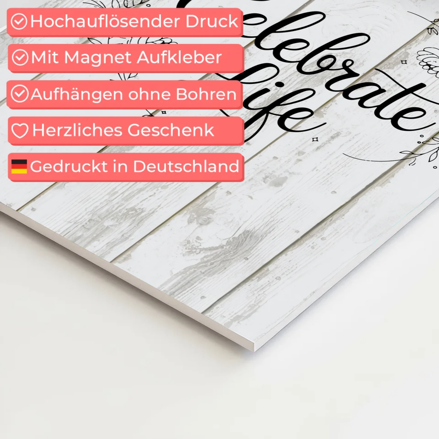 Spruch Fotoboard Magnet Wandbild Celebrate Life Geschenk