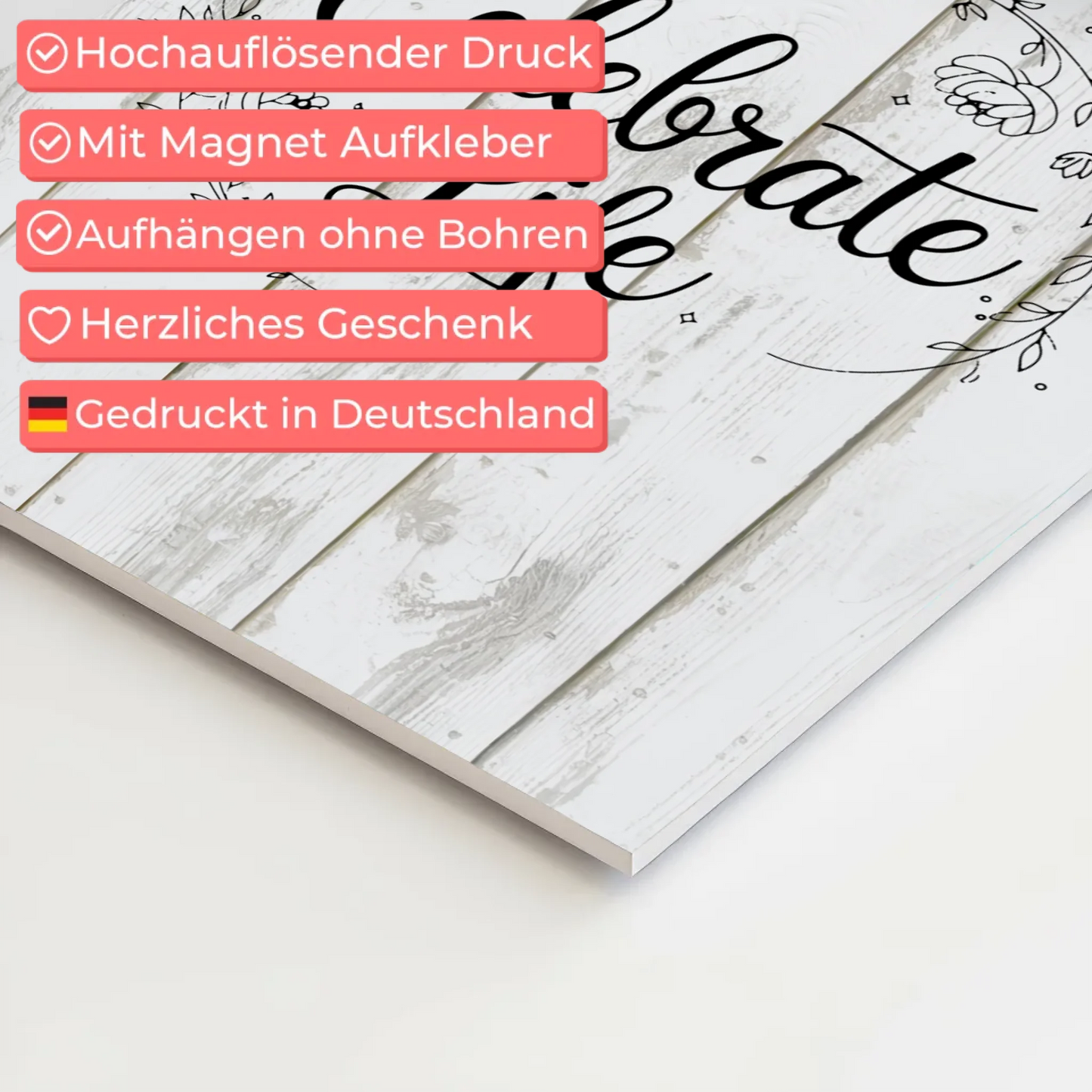 Spruch Fotoboard Magnet Wandbild Celebrate Life Geschenk