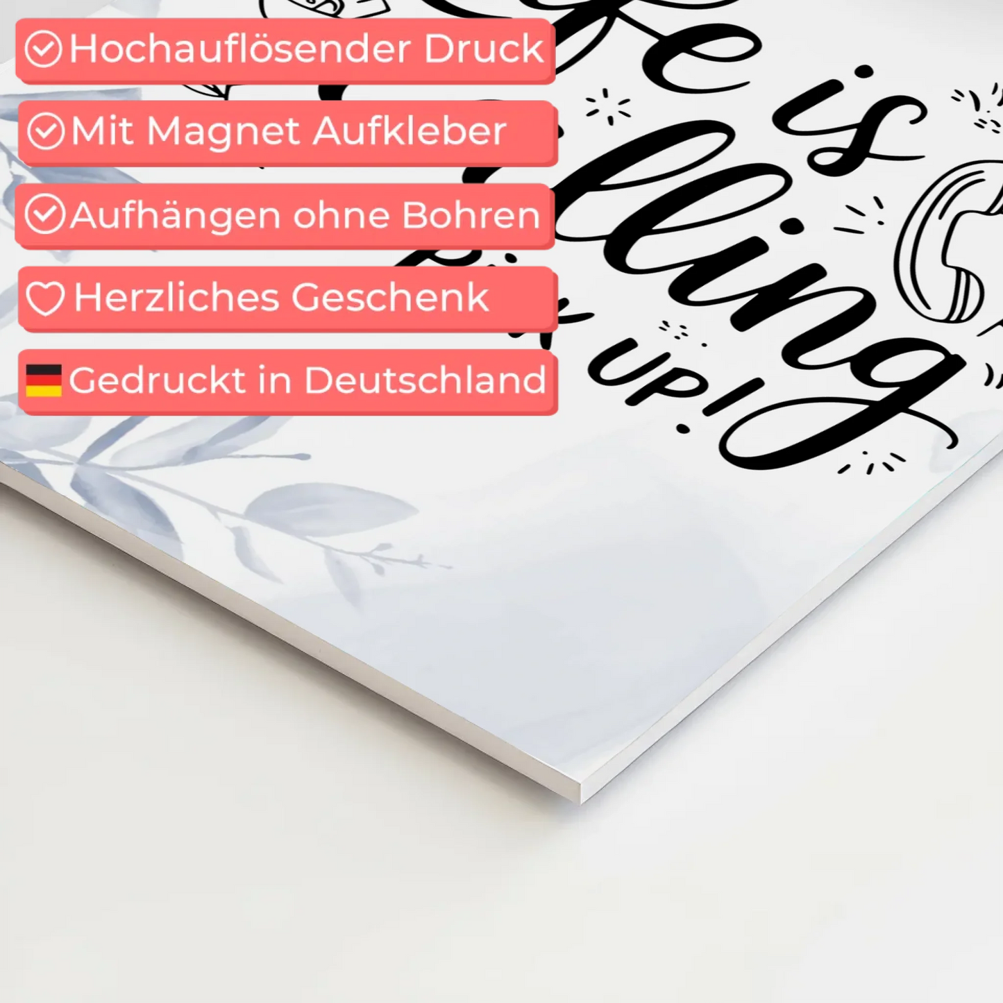 Magnet Poster mit Spruch Life is calling – pick up