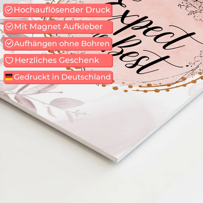 Magnet Poster Spruch Erwarte das Beste Geschenkidee