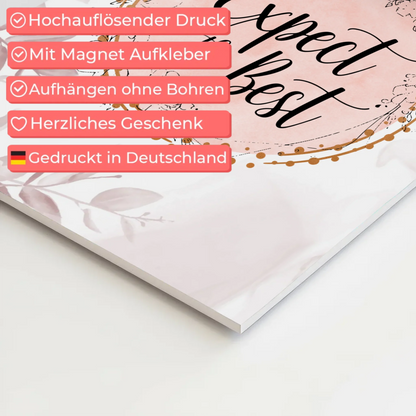 Magnet Poster Spruch Erwarte das Beste Geschenkidee