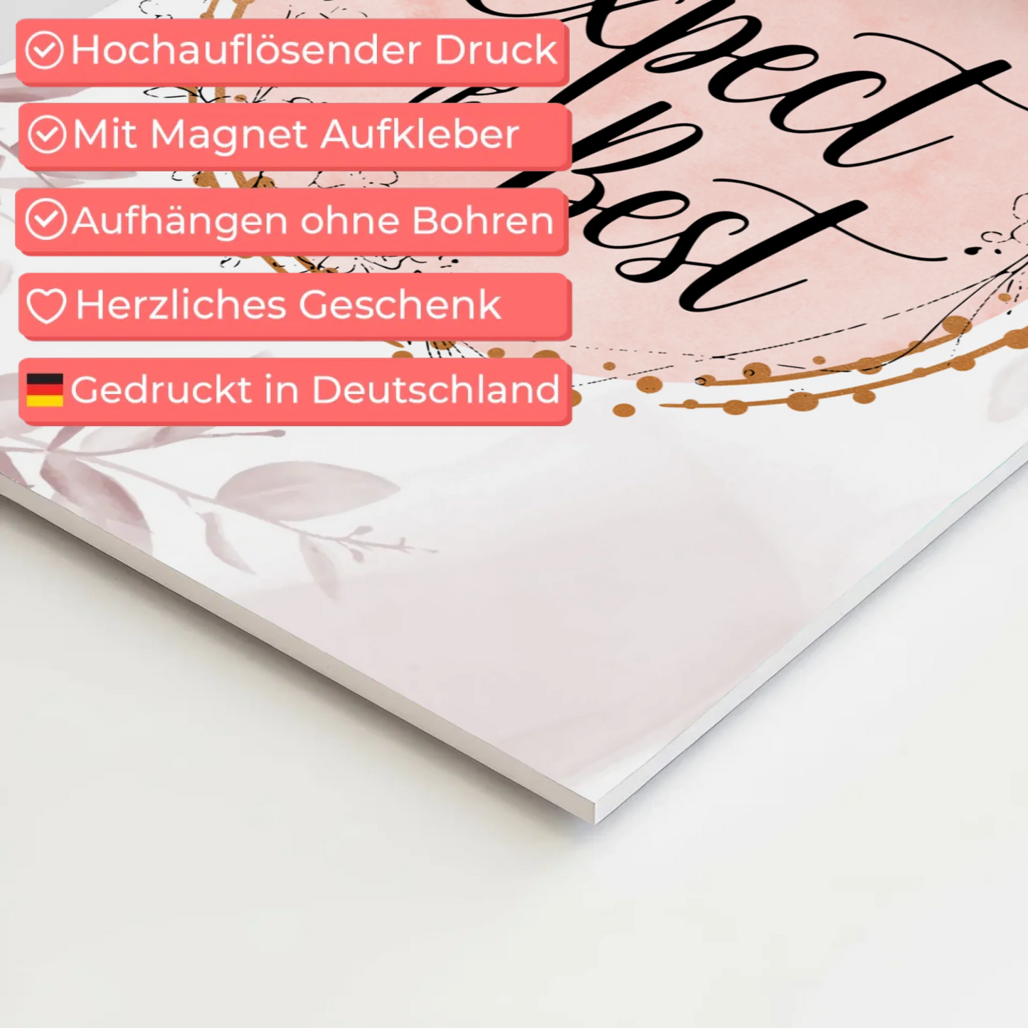 Magnet Poster Spruch Erwarte das Beste Geschenkidee