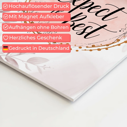 Magnet Poster Spruch Erwarte das Beste Geschenkidee