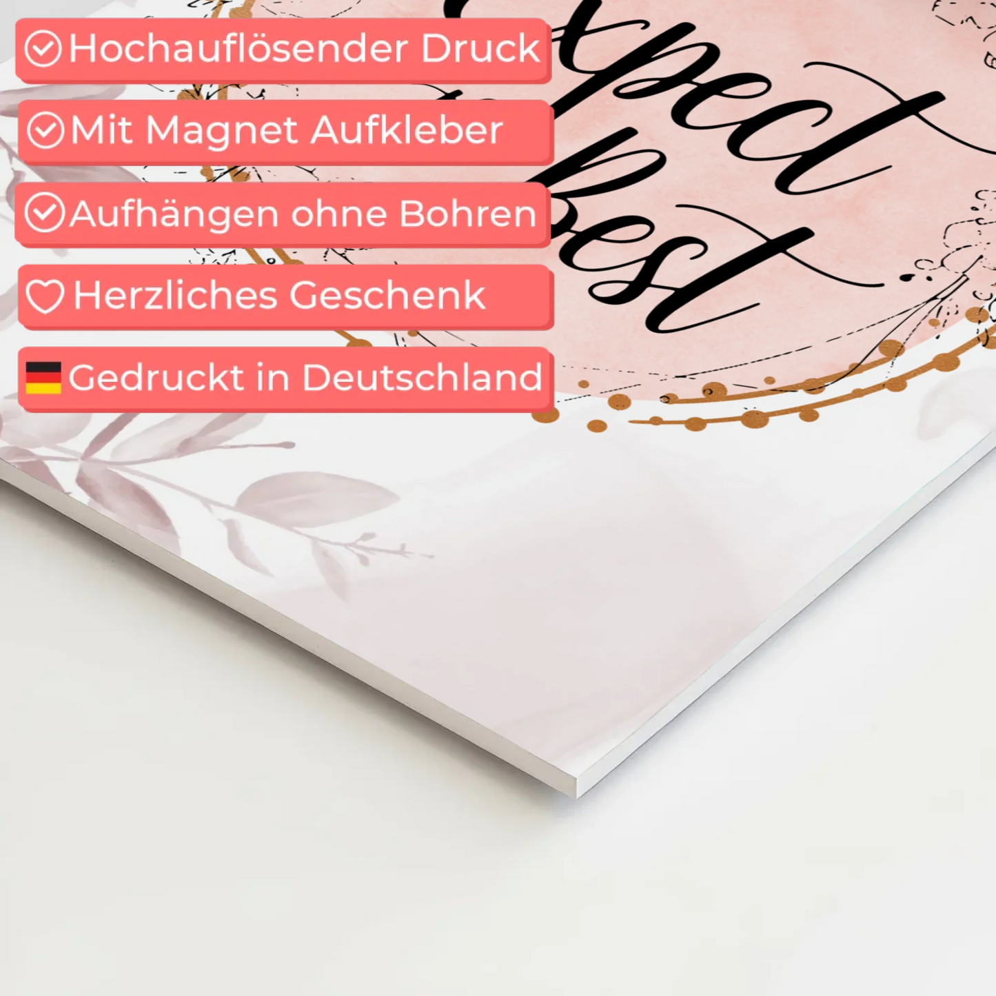 Magnet Poster Spruch Erwarte das Beste Geschenkidee