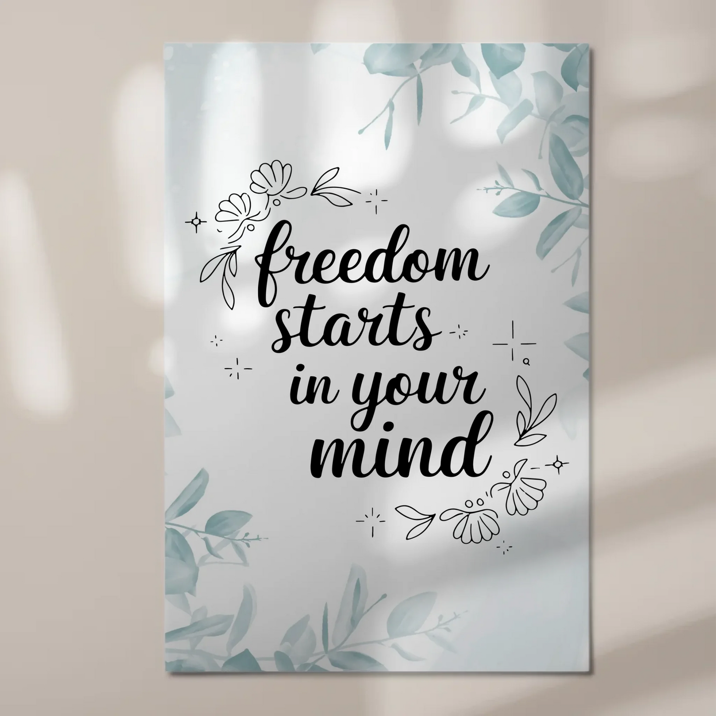Spruch Fotoboard Magnet Wandbild Freedom Starts Mind