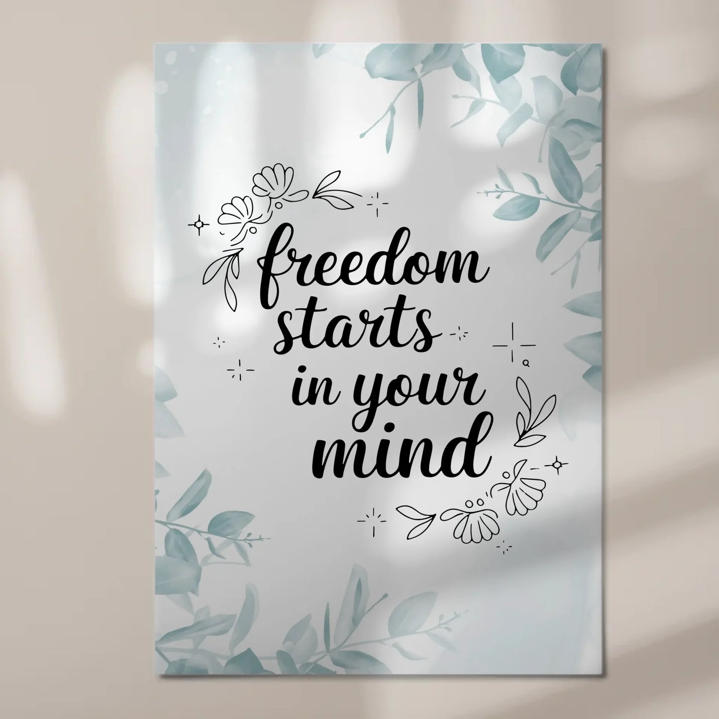 Spruch Fotoboard Magnet Wandbild Freedom Starts Mind