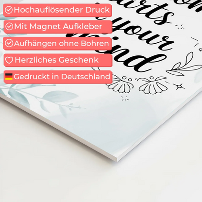 Spruch Fotoboard Magnet Wandbild Freedom Starts Mind