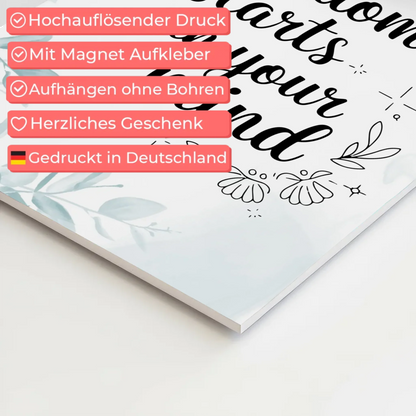 Spruch Fotoboard Magnet Wandbild Freedom Starts Mind