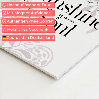 Spruch Fotoboard Magnet Wandbild Sunshine in your soul Magnet Poster