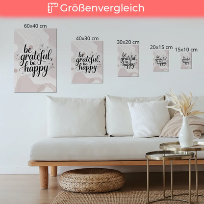 Magnet Poster mit Spruch Be Grateful Be Happy Geschenk