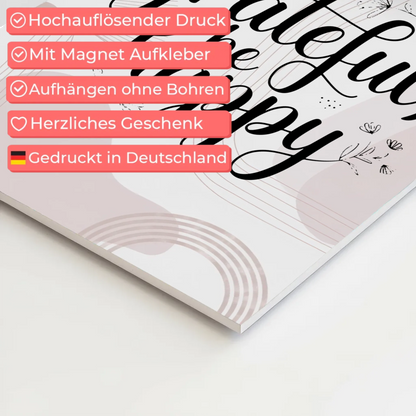 Magnet Poster mit Spruch Be Grateful Be Happy Geschenk