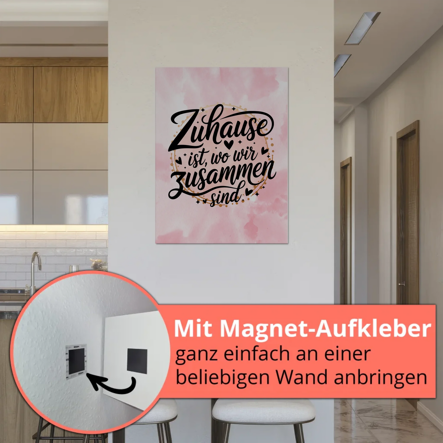 Sprüche Poster Magentisch Zuhause ist wo wir zusammen sind