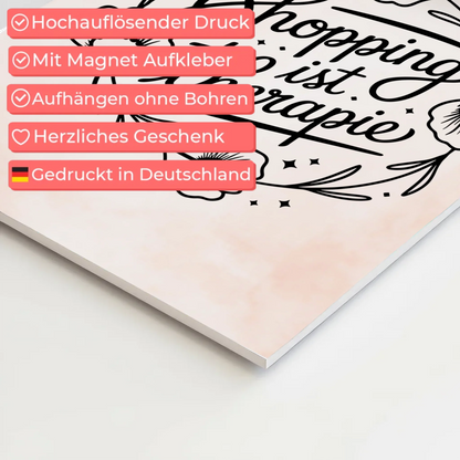 Sprüche Poster Magentisch Shopping ist Therapie Geschenk