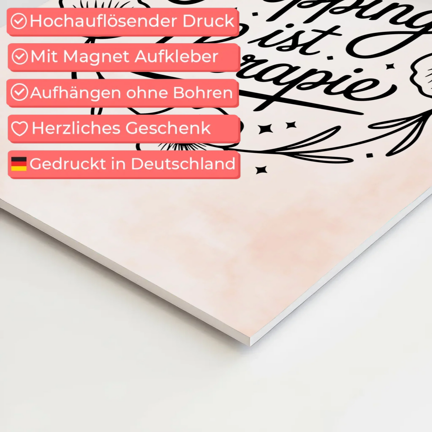 Sprüche Poster Magentisch Shopping ist Therapie Geschenk