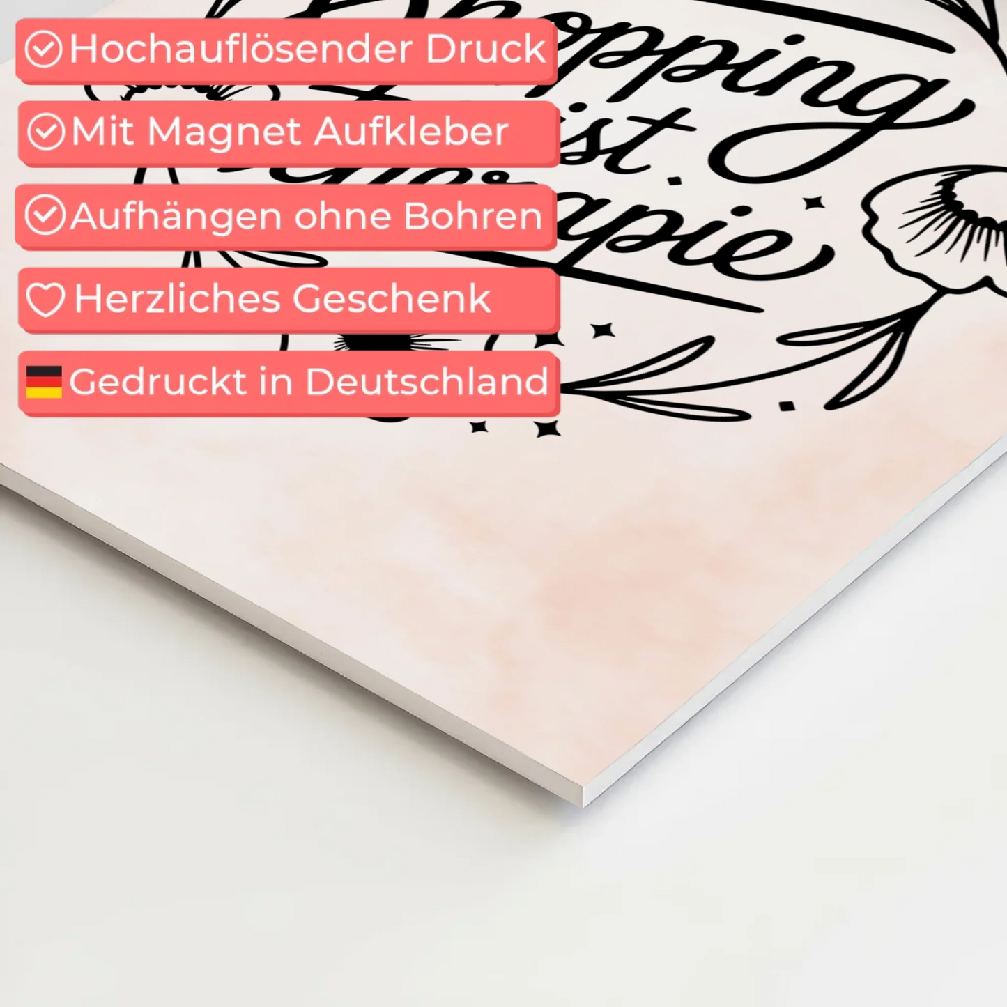 Sprüche Poster Magentisch Shopping ist Therapie Geschenk