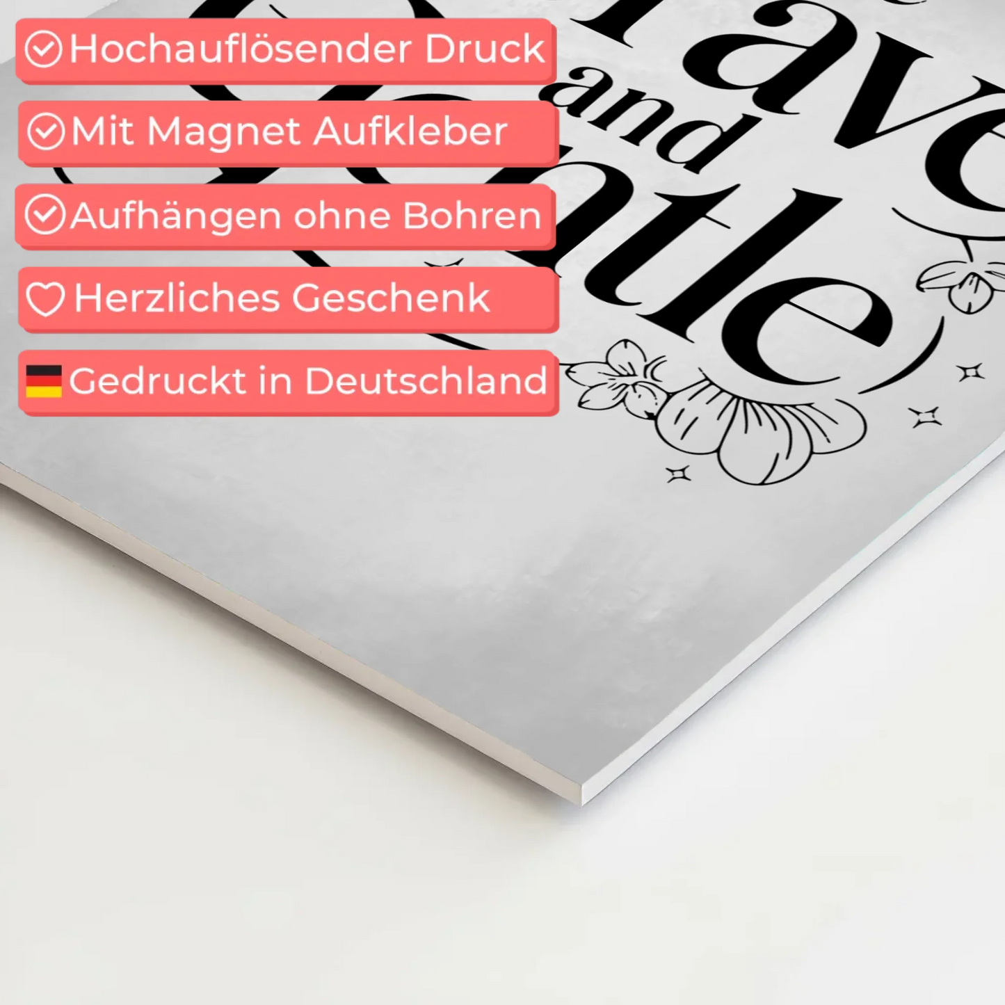 Magnet Poster mit Spruch Be brave and gentle Geschenk