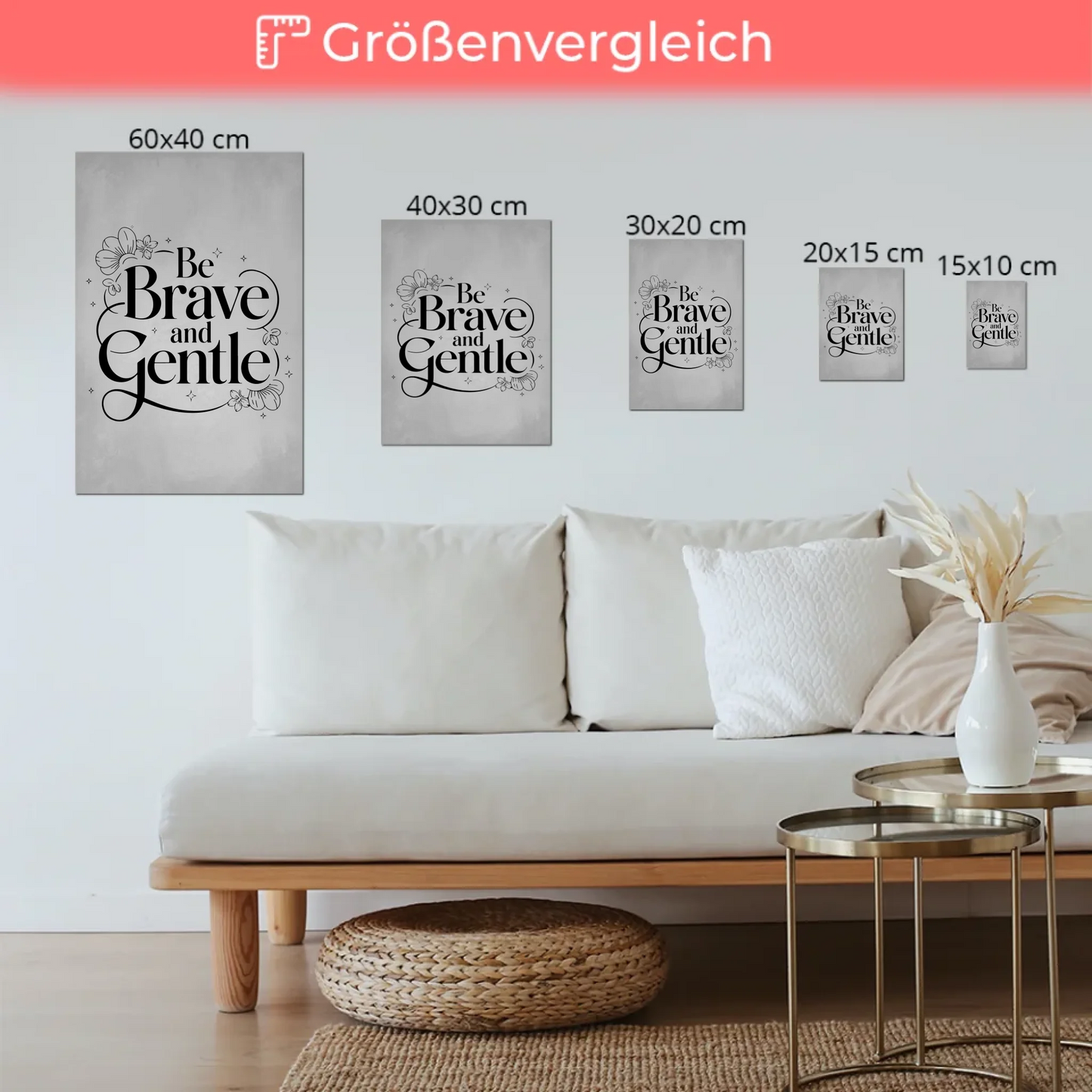 Magnet Poster mit Spruch Be brave and gentle Geschenk
