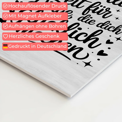 Spruch Fotoboard Magnet Wandbild Nimm dir Zeit Glücklich