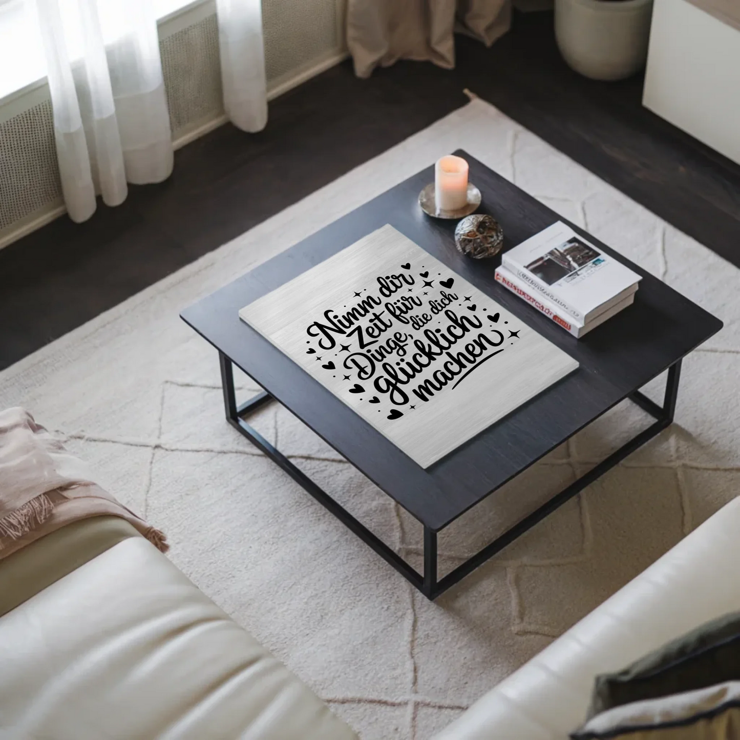 Spruch Fotoboard Magnet Wandbild Nimm dir Zeit Glücklich