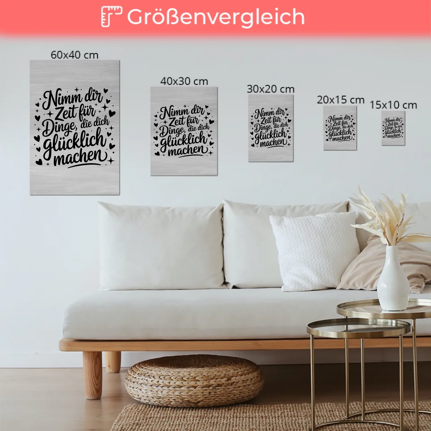 Spruch Fotoboard Magnet Wandbild Nimm dir Zeit Glücklich