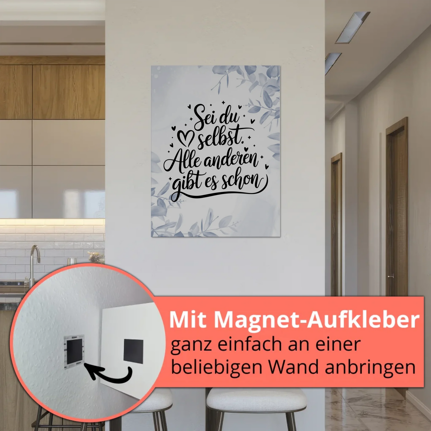 Sprüche Poster Magentisch - Sei du selbst Geschenkidee