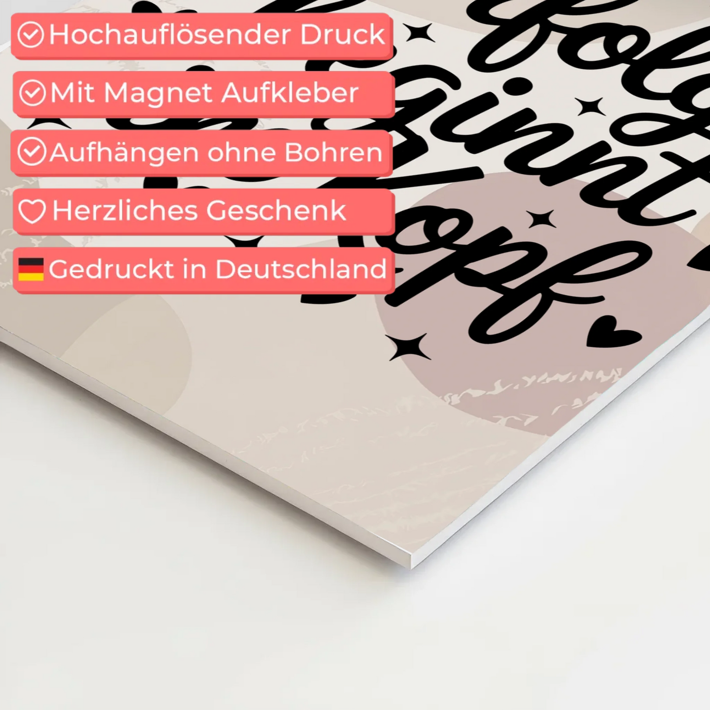 Spruch Fotoboard Magnet Wandbild Erfolg beginnt im Kopf