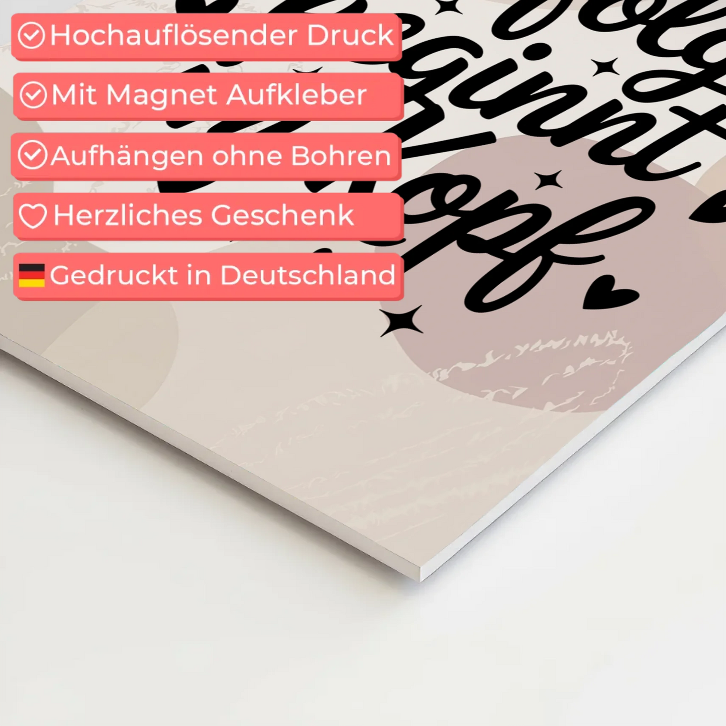 Spruch Fotoboard Magnet Wandbild Erfolg beginnt im Kopf