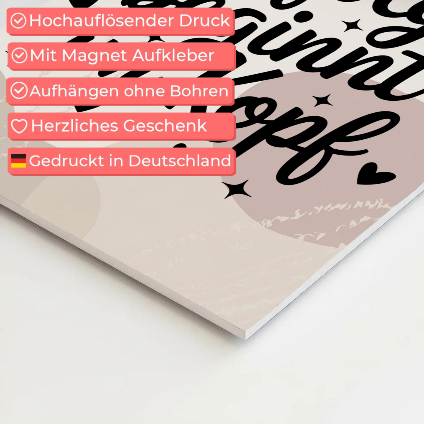 Spruch Fotoboard Magnet Wandbild Erfolg beginnt im Kopf