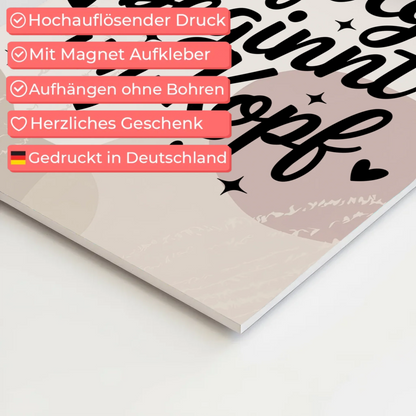 Spruch Fotoboard Magnet Wandbild Erfolg beginnt im Kopf