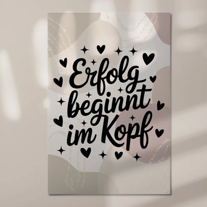 Spruch Fotoboard Magnet Wandbild Erfolg beginnt im Kopf