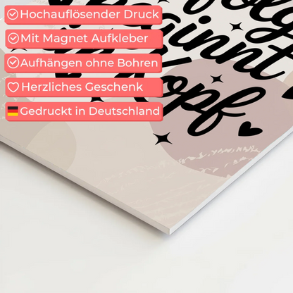 Spruch Fotoboard Magnet Wandbild Erfolg beginnt im Kopf