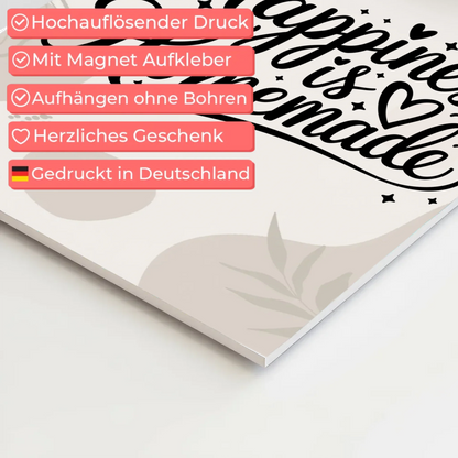 Magnet Poster mit Spruch Happiness is Homemade Geschenk