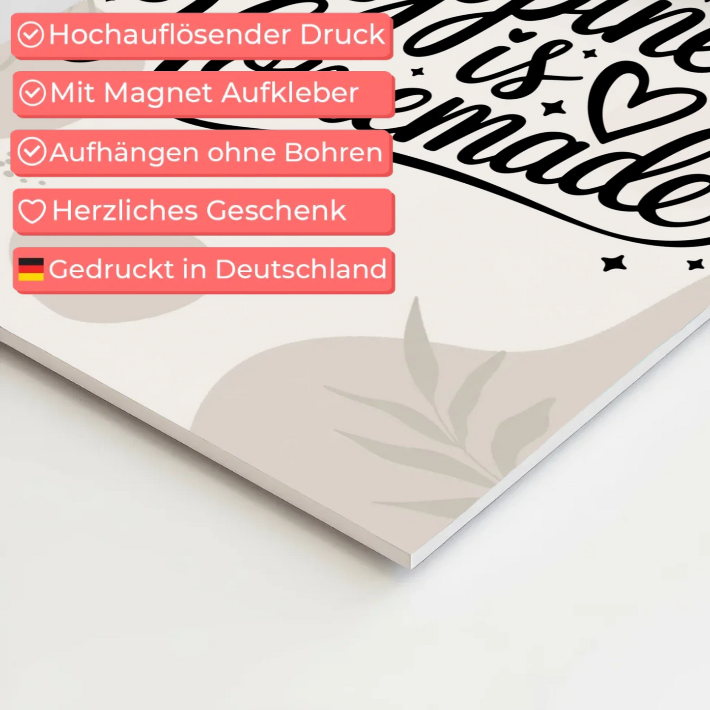 Magnet Poster mit Spruch Happiness is Homemade Geschenk
